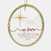 Unser 1. Weihnachts-Verheiratet Gold Glitzer Star  Keramik Ornament (Links)