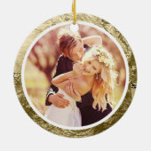 Unser 1. Weihnachts-Verheiratet Gold Glitzer Star  Keramik Ornament (Hinten)