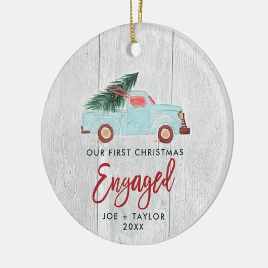 Unser 1. Weihnachts-Verlobter, Personalisierter Fa Keramik Ornament (Links)