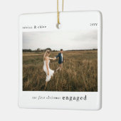Unser 1. Weihnachts-Verlobtes Foto bewahren Keramikornament (Links)