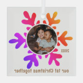 Unser 1. Weihnachtsbäckerl-Snowflake-Kinder-Foto Ornament Aus Glas (Rückseite)