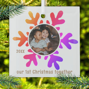 Unser 1. Weihnachtsbäckerl-Snowflake-Kinder-Foto Ornament Aus Glas