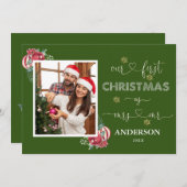 Unser 1. Weihnachtsfest als Mr. & Mrs. Calligraphy Einladung (Vorne/Hinten)