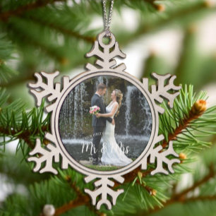 Unser 1. Weihnachtsfest als Mr. und Mrs. Wedding F Schneeflocken Zinn-Ornament