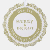 Unser 1. Weihnachtsfest mit Gold-Kranz auf Weiß - Ornament Karte (Rückseite)