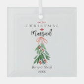 Unser 1. Weihnachtsfest Verheiratet Mistletoe Ornament Aus Glas (Vorderseite)