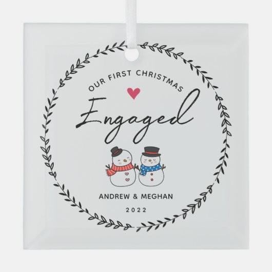 Unser 1. Weihnachtsfest Verlobt Ornament Aus Glas (Vorderseite)