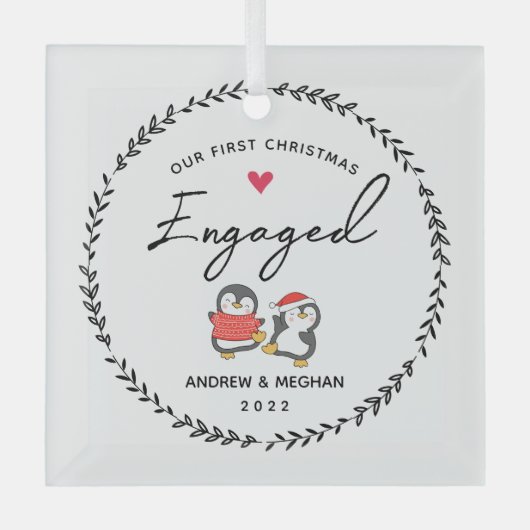 Unser 1. Weihnachtsfest Verlobt Ornament Aus Glas (Vorderseite)