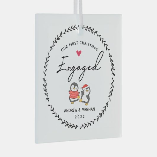 Unser 1. Weihnachtsfest Verlobt Ornament Aus Glas (Vorderseite Rechts)