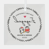 Unser 1. Weihnachtsfest Verlobt Ornament Aus Glas (Rückseite)