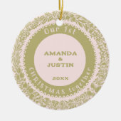 Unser 1. Weihnachtsfest zusammen - Goldener Kranz Keramik Ornament (Vorne)