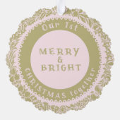 Unser 1. Weihnachtsfest zusammen - Goldener Kranz Ornament Karte (Rückseite)