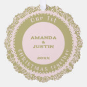 Unser 1. Weihnachtsfest zusammen - Goldener Kranz Ornament Karte (Vorderseite)