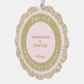 Unser 1. Weihnachtsfest zusammen - Goldener Kranz  Ornament Karte (Links)