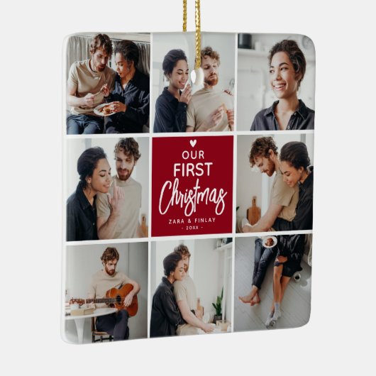 Unser 1. Weihnachtsfoto-Collage Keepake Keramikornament (Rechts)