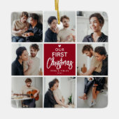 Unser 1. Weihnachtsfoto-Collage Keepake Keramikornament (Vorderseite)