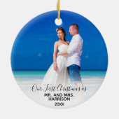 Unser 1. Weihnachtsmann 2 Foto Elegant Beach Keramik Ornament (Hinten)