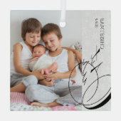 Unser 1. Weihnachtsskript Vertikales Foto Snowflak Ornament Aus Glas (Rückseite)