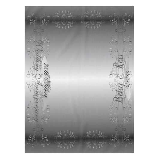 "Unser 25. Hochzeitsjubiläum"Handgeschriebenes Sil Tischdecke (Vorderseite)