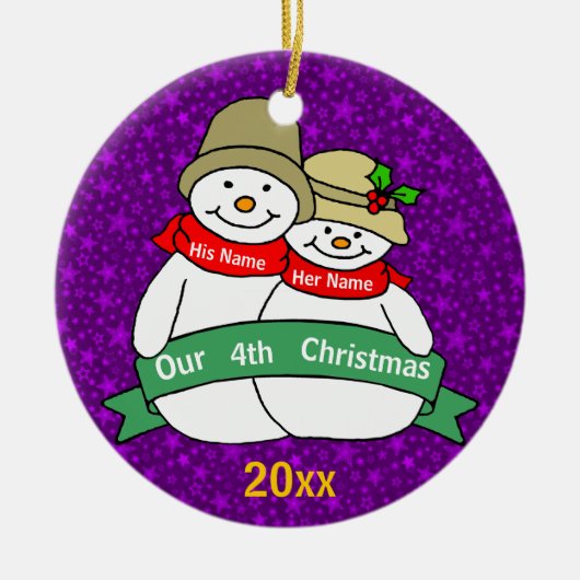 Unser 4. Weihnachten Keramikornament (Vorne)