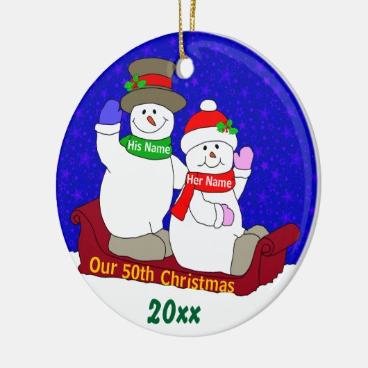 Unser 50. Weihnachten Keramik Ornament (Links)