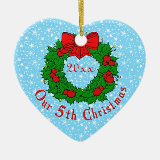Unser 5. Jahrestag Keramikornament (Vorne)