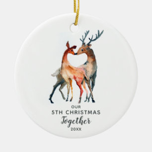 Unser 5. Weihnachtsfest zusammen individualisierba Keramik Ornament