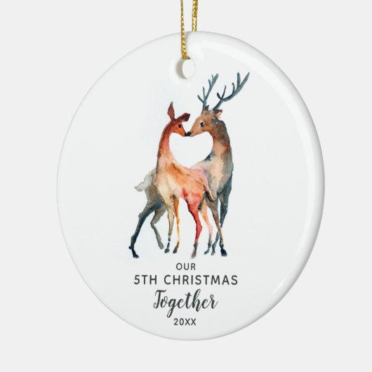 Unser 5. Weihnachtsfest zusammen individualisierba Keramik Ornament (Links)