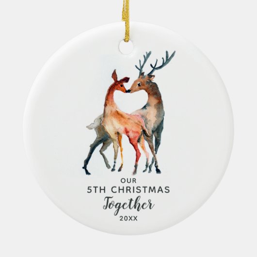 Unser 5. Weihnachtsfest zusammen individualisierba Keramik Ornament (Hinten)