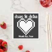 Unser 8-Bit-Herz in Black Napkins Serviette (Beispiel)