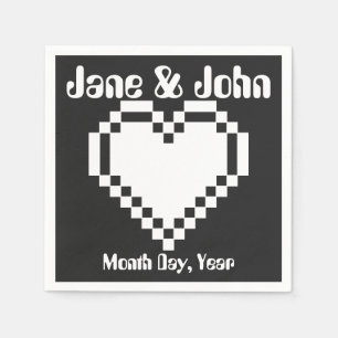 Unser 8-Bit-Herz in Black Napkins Serviette