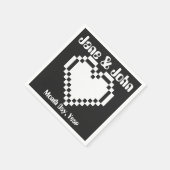 Unser 8-Bit-Herz in Black Napkins Serviette (Ecke)