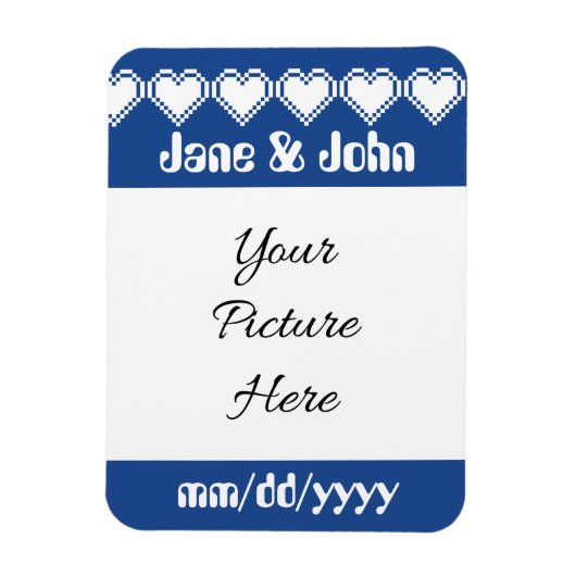 Unser 8-Bit-Herz in Blau Rette - das Date Magnet (Vertikal)