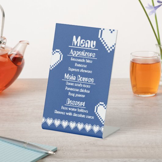 Unser 8-Bit-Herz in Blue Pedestal-Zeichen Sockelschild (In SItu)