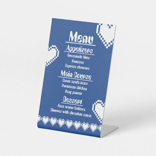 Unser 8-Bit-Herz in Blue Pedestal-Zeichen Sockelschild (Vorderseite)