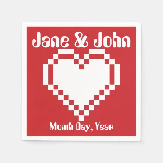 Unser 8-Bit-Herz in Cherry Napkins Serviette (Vorderseite)