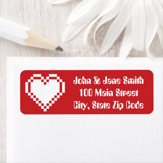Unser 8-Bit-Herz in Cherry-Rücksendeadresse-Label (Insitu)