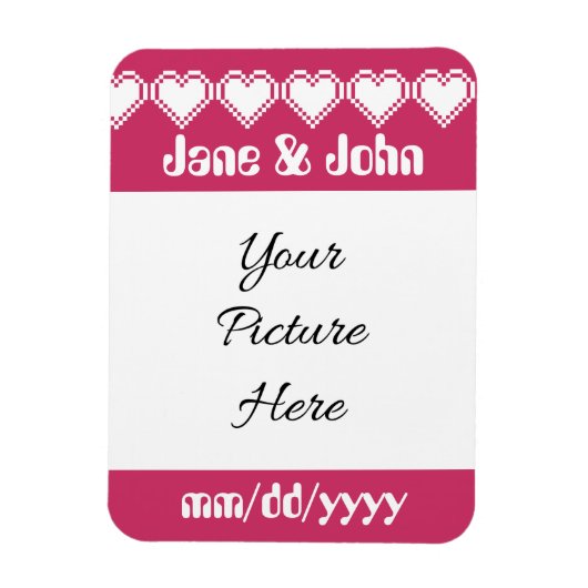 Unser 8-Bit-Herz in Himbeere Rette-das Date Magnet (Vertikal)