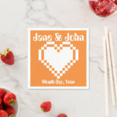 Unser 8-Bit-Herz in Orange Napkins Serviette (Beispiel)