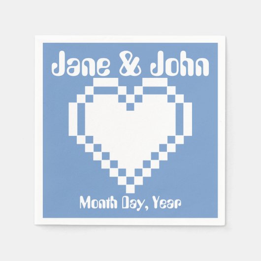Unser 8-Bit-Herz in Periwinkle Napkins Serviette (Vorderseite)