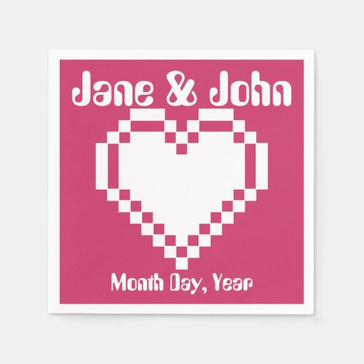 Unser 8-Bit-Herz in Raspberry Napkins Serviette (Vorderseite)
