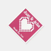 Unser 8-Bit-Herz in Raspberry Napkins Serviette (Ecke)