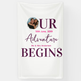 Unser Abenteuer beginnt Foto Hochzeitspaar Kreis Banner