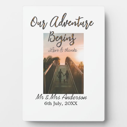 Unser Abenteuer beginnt Foto Liebe & Danke Fotoplatte (Vorderseite)