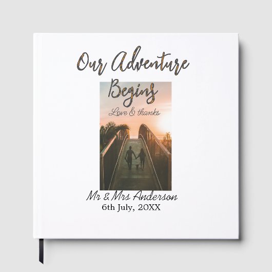 Unser Abenteuer beginnt Foto Liebe & Danke Gästebuch (Vorderseite)