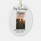 Unser Abenteuer beginnt Foto Liebe & Danke Keramik Ornament (Rechts)