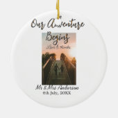 Unser Abenteuer beginnt Foto Liebe & Danke Keramik Ornament (Hinten)