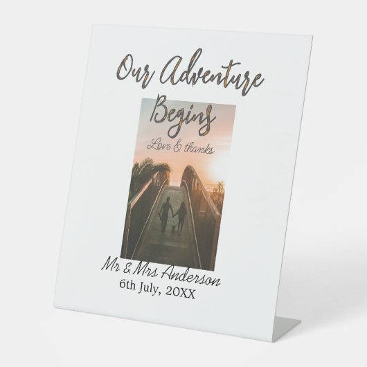 Unser Abenteuer beginnt Foto Liebe & Danke Sockelschild (Vorderseite)