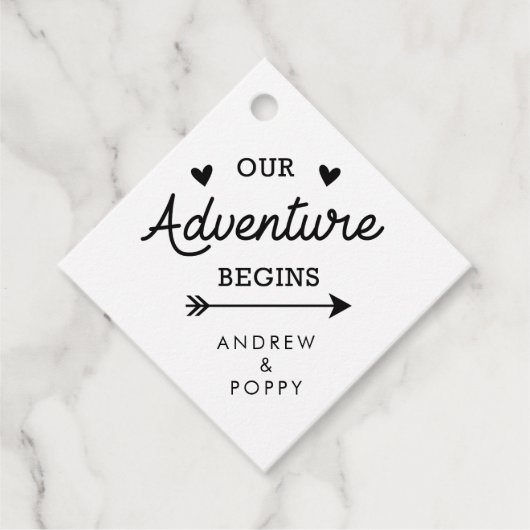 Unser Abenteuer beginnt Herz und Pfeile Geschenkanhänger (Vorderseite)