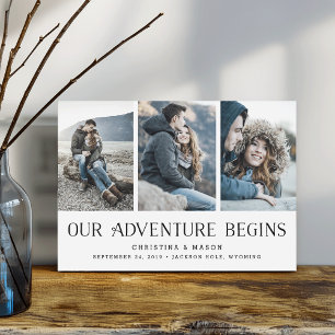 Unser Abenteuer beginnt   Hochzeit mit drei Fotos Save The Date
